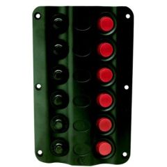 Seachoice 12V LED Switch Panel, electrical control, marine environments, boat, RV, precision, installation, labels, breakers, safety, LED indicators, Seachoice, marine accessories, reliability, convenience.