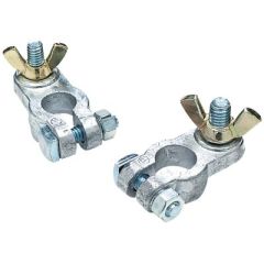 Seachoice Battery Terminal Set, marine battery, boat owner, clamp type wing nut terminals, lead alloy, brass plated wing nuts, 3/8" positive stud, 5/16" negative stud, Seachoice brand, 50 amperage, electrical systems, voltage rating, upgrade, electrical s