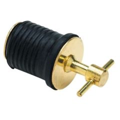 Seachoice Twist-Lock Brass Drain Plug, durable construction, adjustable design, Snap-Lock feature, high-quality brass, corrosion-resistant, 1-1/4" openings, reusable bucket.