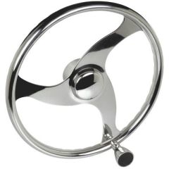 Seachoice 3 Spoke Stainless Steel Steering Wheel, Turning Knob