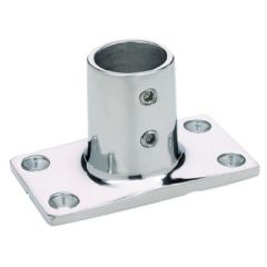 Seachoice Rectangular Base Rail Fitting, 7/8" OD Tubing, Marine Vessel, Boat Owners, Durable Chrome-Plated Zamak, 90-Degree Angle Fitting, Pre-Drilled Holes, 1/4" - 28 Cup-Point Set Screws, Base Size 3" x 1-3/4", Sleek Polished Finish, Upgrade Railing Sys