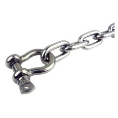 Seachoice 44123 Stainless Steel Anchor Lead Chain, 1/4" x 4', 5/16" Shackle, high-quality 304 stainless steel, corrosion resistance, break strength 10,400 lbs, 4 feet length, boats 20-30 feet, 5/16" shackle, working load limit 2,600 lbs, stability, securi
