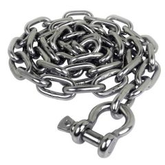 Seachoice 44143 Stainless Steel Anchor Lead Chain, 5/16" x 5', 3/8" Shackle, top-quality 304 stainless steel, corrosion resistance, break strength, 15,600 lbs, 5 feet length, 31' to 40' boats, versatile choice, 3/8" shackle, working load limit, 3,900 lbs,