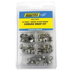 Seachoice 59441 Nickel Plated Brass Canvas Snap Kit, DIY enthusiast, boating enthusiast, high-quality snaps, corrosion-resistant, button sockets, button studs, tapping screws, canvas covers, boat enclosures, durable snaps, secure fastening, stylish snaps,