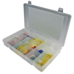 Seachoice 120 Piece Clear Seal Heat Shrink Terminal Kit, electrical connection, clear heat shrink, reliable performance, versatile applications, high-quality construction, convenient organization, durable connection, excellent conductivity, added protecti