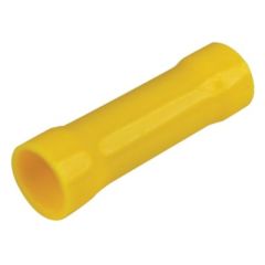 Seachoice Vinyl Insulated Butt Connectors, wire connecting, vinyl insulation, ribbed barrel design, crimping wires, secure connection, vibrant yellow color, electrical projects, maximum voltage, temperature resistance, connectors pack, American Wire Gauge