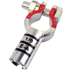 Battery Terminal, Post Top Style1/0 Gauge, Positive, 1/0 COPPER STRGHT POST TOP POS, environmentally friendly, C11000 ETP copper, lead-free, RoHS compliant, tin plating, corrosion resistance, nut and bolt, SAE standard J-1811, color coded, die coded, Seac