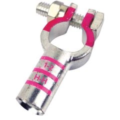 Battery Terminal - Post Top Style, 1-2 Gauge - Positive, Environmentally Friendly, Lead-Free, RoHS Compliant, Copper, Tin Plated, Corrosion Resistance, SAE Standard J-1811, Color Coding, Die Coding, Seachoice Brand