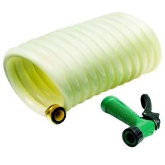 Seachoice 25' White Poly Coiled Washdown Hose With Sprayer, marine hose