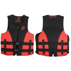 Seachoice 85106 Evoprene Multi-Sport Vest, Red/Black, Water Enthusiasts, Safety, Comfort, Drain Panels, Heavy-Duty Belts, PVC Foam Flotation, Body Glove Vests, Water Activities, Family, Chest Size, Weight, Boating, Kayaking