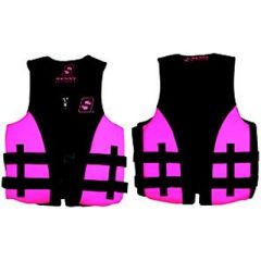 Seachoice 85116 Evoprene Multi-Sport Vest, Pink/Black, L, water sports gear, Body Glove Vests, durable soft shell material, comfort, buoyancy, safety, Level 70 rating, adjustable fit, quick-release buckles, drain panels, anatomical cut, vibrant color, sty