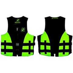 Seachoice 85146 Evoprene Multi-Sport Vest, Green/Black, Body Glove Vests, Level 70, PVC foam, Quick-release buckles, Front zipper, Anatomically cut, Drain panels, Soft shell, Water sports, Comfort, Durability, Buoyancy, Adjustable fit, Mobility, Flexibili