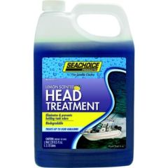 Seachoice Head Treatment, environmentally friendly, marine toilet, odor control, biodegradable formula, drain valve lubricants, waste breakdown, lemon scent, holding tank odors, EU criteria compliant, Starbrite manufacturer, Instant Fresh Toilet Treatment