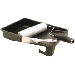 Seachoice Plastic Paint Tray Kit, 9" Frame, 2" Chip Brush, Polyester Cover, Plastic Paint Tray, professional painting, durable wire frame, high-quality chip brush, white polyester cover, paint absorption, plastic paint tray, metal paint tray, painting too