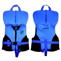 Seachoice 99496 Infant Evoprene Vest, Canada Only, Blue/Black, safety gear, water adventures, durable, comfortable fit, drain panels, quick water drainage, heavy-duty belts, adjustable fit, additional support, PVC foam flotation, highest safety standards,