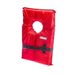 Seachoice 99695 Keyhole Life Vest, Adult, Body Glove Vests, Safety, Water adventures, Comfort, Adjustable waist belts, Quick-release buckle, Lightweight, PE foam, Collar design, 210D nylon, High visibility, Red color, Weight capacity.