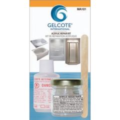 Gelcote Int'l MA101 Acrylic Repair Kit, White, bath tubs, shower stalls, cracks, chips, professional finish, durable repairs, acrylic surfaces, acrylic paste, hardener, sandpaper, Novus, Captain phab, industry trusted, acrylic repair, long-lasting results