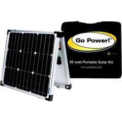 Go Power! 82729 Portable Solar Kit, 90 Watts, battery charging, solar energy, charge controller, battery clamps, solar plug adapter, UV cable, Valterra Power, portable solar solution, reliable, convenient storage, versatile charging.