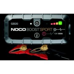 Genius GB20 Lithium Ion Jump Starter, 500 Amps, Portable Power Source, Precision Boost Battery Clamps, Safety Technology, Ultra-bright LED Flashlight, Noco Manufacturing