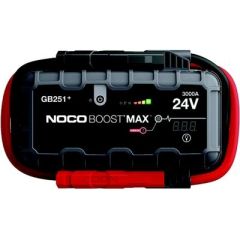 Noco GB251 Boost Max Ultrasafe Lithium Ion Jump Starter, 24V, powerful 24V BOOST MAX 3000A, versatile portable power bank, ultra-bright 600-lumen LED flashlight, gasoline and diesel engines up to 32-liters, commercial-grade construction, reliable engine s