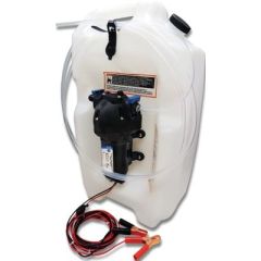 Jabsco 17860-2012 12V Flat Tank Oil Changer, Self-Priming Diaphragm Pump, Easy Pour Spout, Dipstick Suction Tube, Battery Clamp Leads, On/Off Switch, Rule Manufactured, 14 Quart Capacity, Vehicle Oil Change, Hassle-Free Maintenance