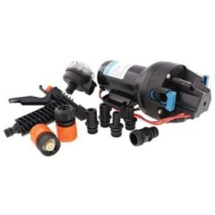 Jabsco P501J119N3A Hotshot™ Series Washdown Pump, 12V, 5GPM, cutting-edge co-molded diaphragm technology, efficient and quiet operation, self-priming feature, quick connect ports, vibration dampening mounting feet, heavy-duty motors, cast aluminum lower h