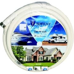 Trident 168058075 Washdown Hose, 5/8" x 100', FDA Grade PVC Tube, Polyester Reinforcement, Nickel-Plated Brass Fittings, 10-Year Warranty, Indoor Outdoor Use, Flexible Abrasion Resistance, Leak-Free Performance, Trident Hose Manufacturer