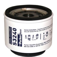 Racor Replacement Element, Gas Spin-On Fuel/Water Separators, Aquabloc Filter, Corrosion-resistant, High-capacity, 120R-RAC-02 model, Micron rating 10, ABYC standard, Marine environments, I/O applications, Fuel flow, Contaminant-free, Water removal, SAE t