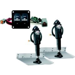 12" x 12" Trim Tab Kit, Double Rocker Switch, Lenco trim tabs, electric actuators, marine conditions, stainless steel, Deutsch connections, waterproof plug, 12-volt actuators, 20-foot actuator extension harnesses, mounting hardware, double rocker switch, 