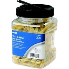 Ancor 309201 Marine Grade™ Heat Shrink Butt Connectors, 12-10 AWG, Yellow, Tinned Copper, Corrosion Resistance, Vibration Relief, Strain Relief, Clear Jar, Ancor Quality, Electrical Connections, Marine Environments