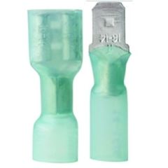 Ancor 337899 Marine Grade® Heat Shrink Disconnects, 16-14 Female, Blue, 100/pk, electrical connection, marine environments, tinned copper, heat shrink tubing, vibration relief, strain relief, tab size, electrical system, DIY project, craftsmanship, excell