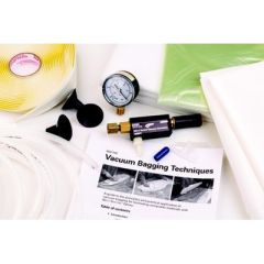 West System 885 Vacuum Bagging Kit, Venturi vacuum generator, Vacuum Gauge, Release Fabric, Breather Fabric, Vacuum Bag Film, Vacuum Bag Sealant, 002-150 Vacuum Bagging Techniques.