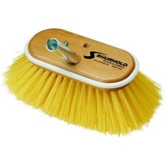 Shurhold Deck Brush, Flared Bristles, Shur Lok Quick Release Adapter, Medium Polystyrene Bristles, Safety Bumper, Yellow Color, 6-inch Size