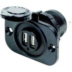 Dual USB Charger Socket, Black, mobile devices, Apple® products, 12V DC socket, charging, vehicle, boat, Blue Sea Systems