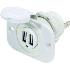 Dual USB Charger Socket, White, mobile devices, vehicle charging