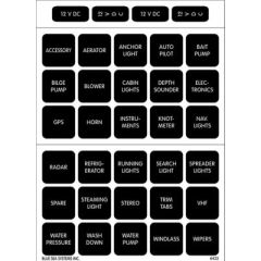 Blue Sea 4218 Waterproof Square Format Label Kit, WeatherDeck Waterproof Panels, Battery Management Panels, 360 Panel System, marine conditions, electrical components, labeling system, Blue Sea Systems, boat, marine enthusiast, labeling needs, durable con