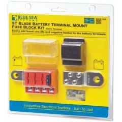 Blue Sea Systems 5024 ST-Blade Battery Terminal Mount Fuse Block Kit, Negative Busbar