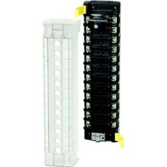 Blue Sea St Clb Push Button Circuit Breaker Block, Heyco 3118, electrical system, circuit protection, tin-plated copper busses, screw terminals, insulating cover, wire access, ring terminals, waterproof boots, dress nuts, voltage 32V DC, amperage 32A, Blu