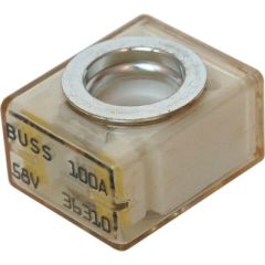 Blue Sea Terminal Fuse, 100 Amp, Yellow, DC main circuit protection, ABYC requirements, ignition protected, clear window feature, color coded amperage, terminal fuse block, Blue Sea Systems, circuit protection.