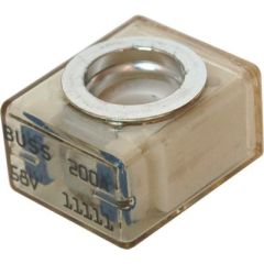 Blue Sea Terminal Fuse, 200 Amp, DC main circuit protection, marine electrical system, ABYC requirements, ignition protected, clear window, color-coded design, terminal fuse block, Blue Sea Systems, reliability.