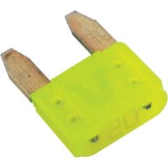 Blue Sea 5273 ATM® Mini Blade Fuse, 20 Amp, Yellow, 2/pk, electrical needs, tin-plated connector blades, corrosion resistance, interrupting capacity, operating voltage, Blue Sea Systems, high-quality product, reliability, durability, style.