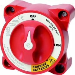 Blue Sea Systems 5511e e-Series Dual Circuit Plus Battery Switch, battery switch, battery bank isolation, combine batteries, marine electrical systems, RV electrical systems, power management, battery power, cranking amps, durability, reliability