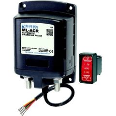 Blue Sea Systems 7620 ML Series Automatic Charging Relay, 12V, battery management, magnetic latching relay, engine isolation, LED output, corrosion resistance, Remote Control Contura Switch, 12.8V DC, battery needs