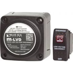 m-LVD Low Voltage Disconnect, Battery Saver, Blue Sea Systems, Remote Control Switch, Single Battery Boats, Vehicle, Dead Battery, Low Voltage State, Alarm, Circuit Disconnect, Override Function, OFF Option, Amber LED Clearance Marker Lamp, 12V DC, 65 Amp