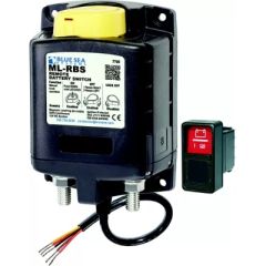 Blue Sea Systems 7700 ML-RBS Remote Battery Switch, 12V DC 500A, high amp switching, convenience and safety, 32V DC circuits, boat, RV, diesel engine, 500 amps continuous duty, 2500 cranking amps, remote control switch, lockout slide, magnetic latch techn