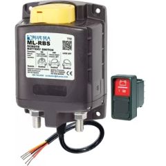 Blue Sea Systems 7702 ML-RBS Remote Battery Switch, 24V DC 500A, SOLENOID ML 500A 24V RBS W/MANCONT, remote control switch, magnetic latch, 3/8" tin plated copper studs, power management, high amp switching, diesel engines, heavy-duty equipment, energy-ef