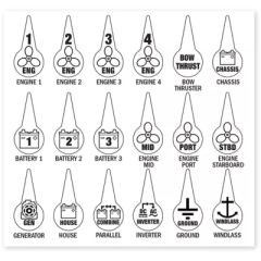 Blue Sea 7902 Battery Switch Icon Label Kit, circuit identification