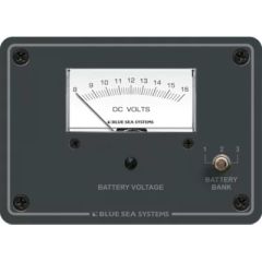 Blue Sea Systems 8015 DC Analog Voltmeter Panel, battery banks, voltage levels, 3 position switch, marine and RV electrical systems, durable construction, reliable performance, battery monitoring, power failures, worry-free travels