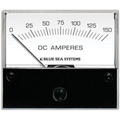 Blue Sea Systems 8018 DC Analog Ammeter, 0-150A With Shunt, electrical system, boat, RV, installation, accurate readings, backlighting, panel mount, surface mount, shunt, DIN meter, terminal cover, Blue Sea Systems, reliability, quality, electrical setup,