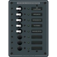 Blue Sea Systems 8059 AC 8 Position Circuit Breaker Panel, marine-grade aluminum frame